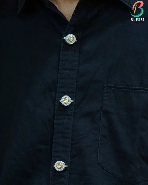 BLESSI Creative Delicate Button Cover White For Male & Female - BL-005-RH-4 - White, Rhodium Plating