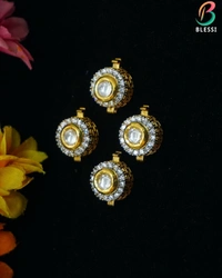 BLESSI Creative Delicate Button Cover White For Male & Female - BL-005-RH-4 - White, Rhodium Plating