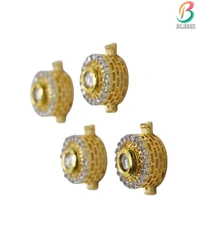 BLESSI Creative Button Cover White For Male & Female - BL-006-4 - White, Rhodium Plating