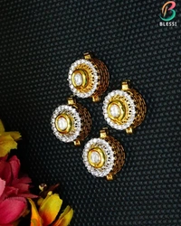 BLESSI Creative Button Cover White For Male & Female - BL-006-4 - White, Rhodium Plating