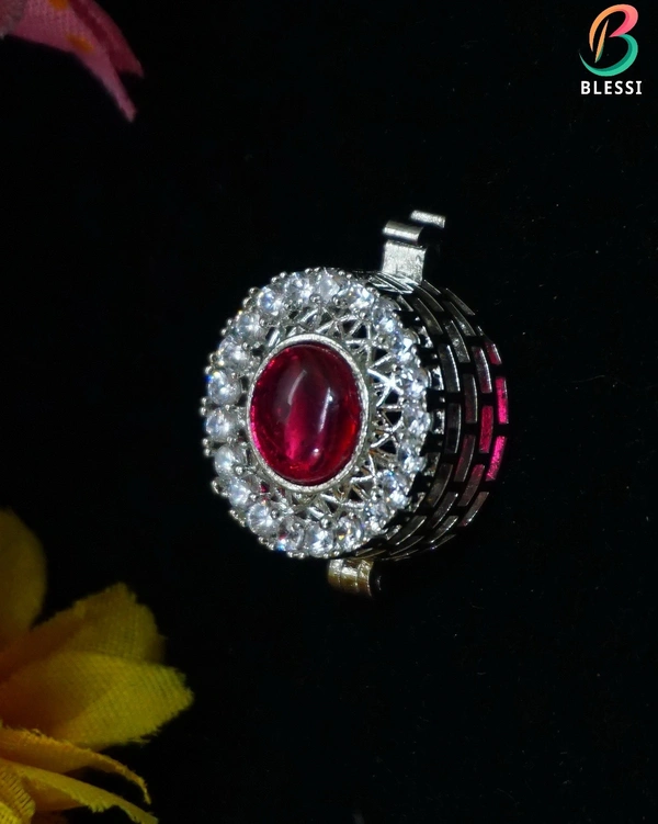 BLESSI Creative Button Cover Ruby For Male & Female - BL-006-RB-1 - Ruby, Rhodium Plating