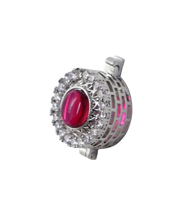 BLESSI Creative Button Cover Ruby For Male & Female - BL-006-RB-1 - Ruby, Rhodium Plating