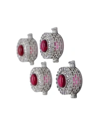 BLESSI Creative Button Cover Ruby For Male & Female - BL-006-RH-4 - Ruby, Rhodium Plating