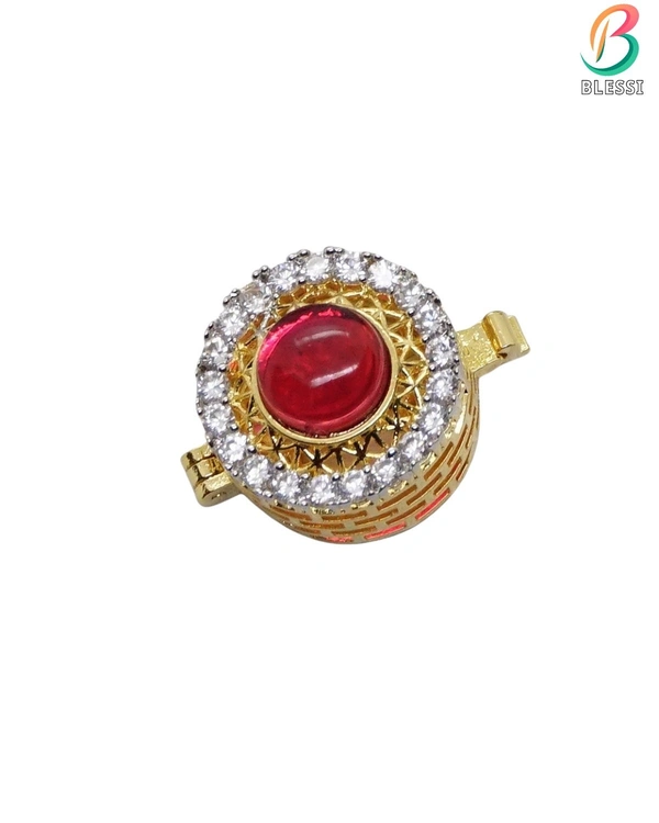 BLESSI Creative Button Cover Ruby For Male & Female - BL-006-RB-1 - Ruby, Rhodium Plating