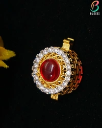 BLESSI Creative Button Cover Ruby For Male & Female - BL-006-RB-1 - Ruby, Rhodium Plating