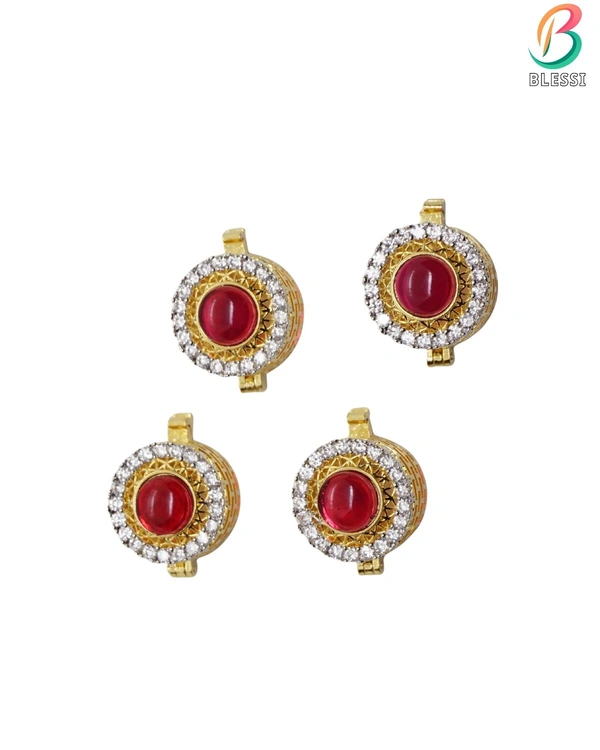 BLESSI Creative Button Cover Ruby For Male & Female - BL-006-RH-4 - Ruby, Rhodium Plating