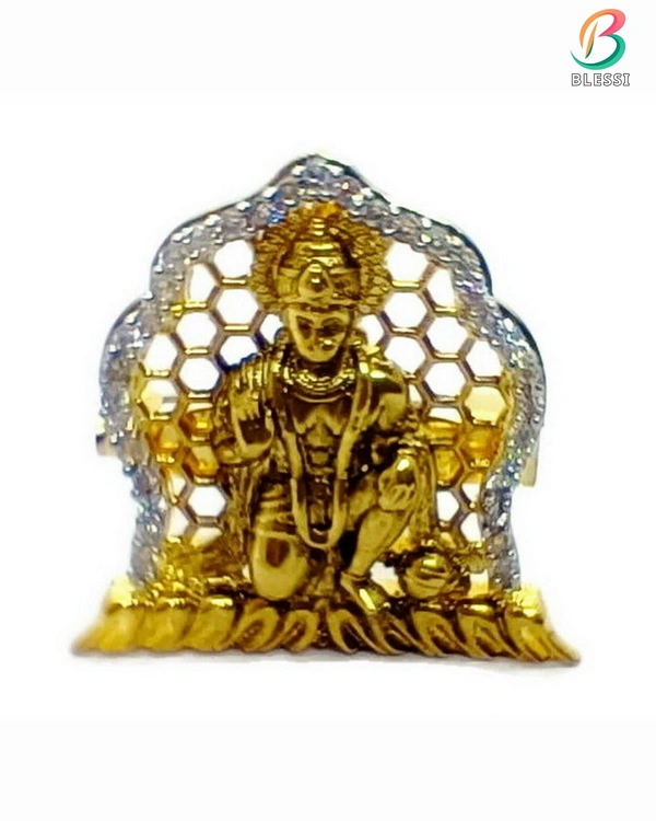 BLESSI Wear Your Devotion with This Divine Ram Bhakt Shri Hanumanji Brooch Brooch - hb-014 - White, Gold Plating