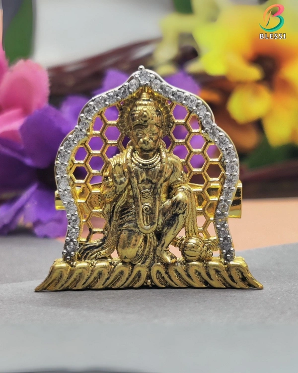 BLESSI Wear Your Devotion with This Divine Ram Bhakt Shri Hanumanji Brooch Brooch - hb-014 - White, Gold Plating