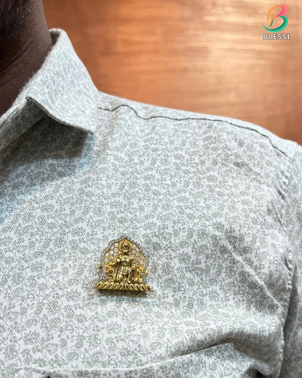 BLESSI Wear Your Devotion with This Divine Ram Bhakt Shri Hanumanji Brooch Brooch - hb-014 - White, Gold Plating