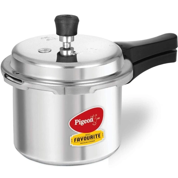 Pigeon 12093 Induction Base Outer Lid Aluminium Pressure Cooker, 5L, Silver - Silver, 5 Ltr.