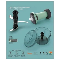 Platinum  Puss Chopper Manual Hand-Press Vegetable Chopper Mixer Cutter to Cut Onion, Salad, Tomato, Potato (Pack of 1) - Mint Green, 1100 ML