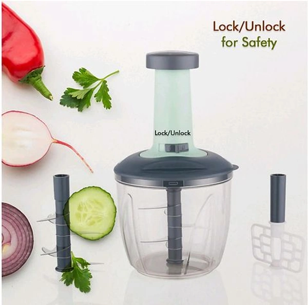 Real  PUSH CHOPPER WITH BLENDER 1200 ML 2 IN 1 WITH 6 SHARP BLADE - 600ML