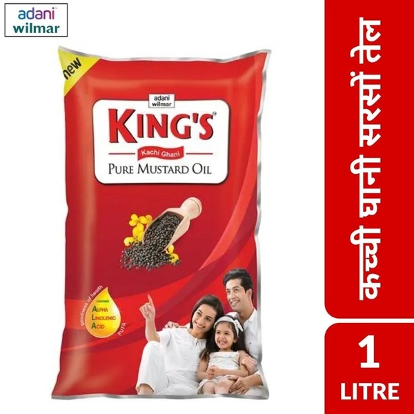 Kings Kachi Ghani Pure Mustard Oil Pouch: 900 g - 900g