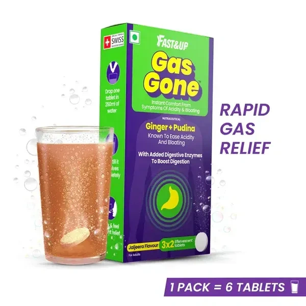 Fast & Up Gas Gone Instant Comfort From Symptoms Of Acidity & Bloating Tablets: 6 Unit - 6unit