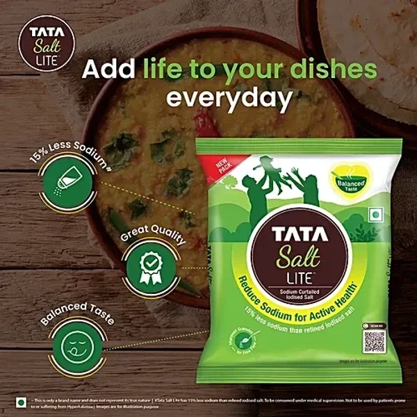 Tata Salt Lite - Low Sodium Iodised: 1 kg - 1kg