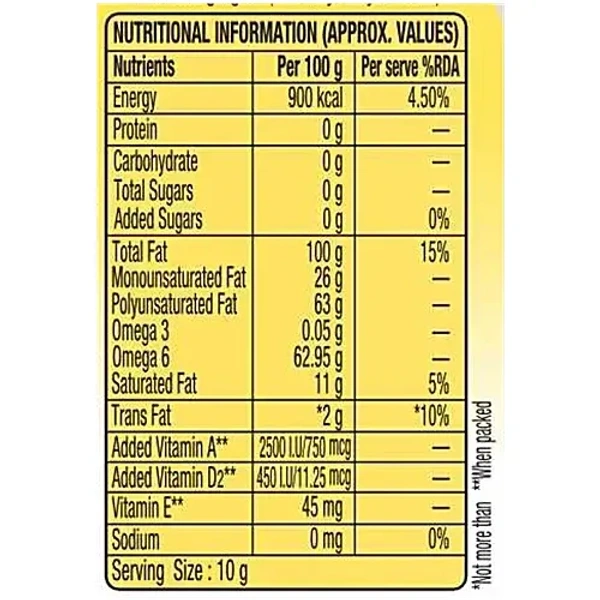 Dhara Dhara Refined Sunflower Oil (5 L): 4.55 kg - 4.55 L