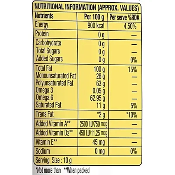 Dhara Refined Sunflower Oil: 840 g - 1L