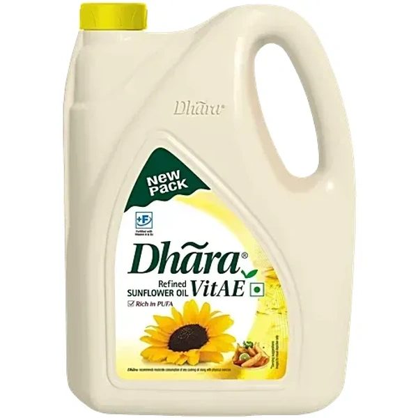 Dhara Dhara Refined Sunflower Oil (5 L): 4.55 kg - 4.55 L