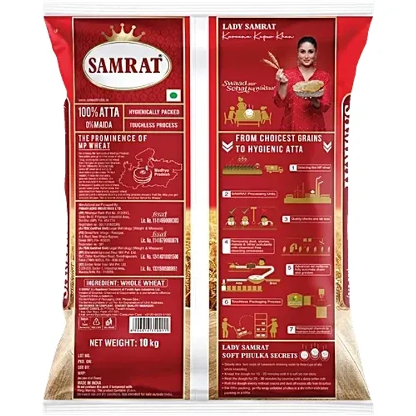  Samrat  Samrat MP Chakki Wheat Atta: 10 kgs - 10kg
