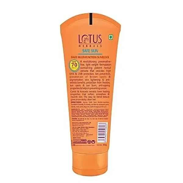  Lotus Herbals SPF 70 Daily Multi-Function Sunblock Cream: 60 g - 60g