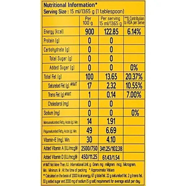 Aadhar Refined Sunflower Oil Pouch: 840 g - 840G