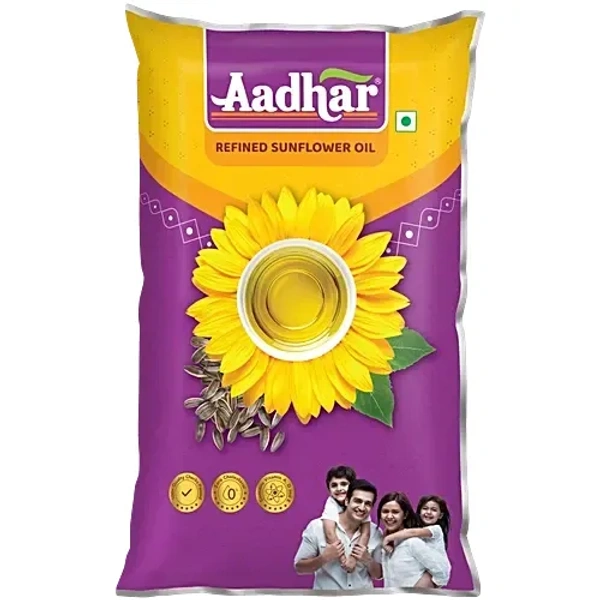 Aadhar Refined Sunflower Oil Pouch: 840 g - 840G