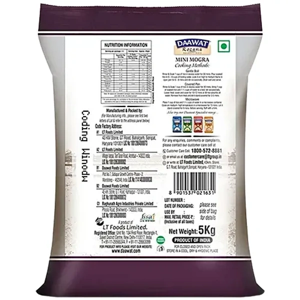  Daawat Daawat Rozana Mini Mogra Basmati Rice (Broken): 5 kg - 5kg