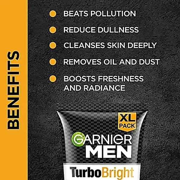 Garnier Men Turbo Bright Anti-Pollution Face Wash: 150 g - 150g