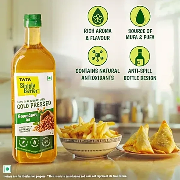 Tata Simply Better Cold Pressed Groundnut Oil: 910 g - 1L