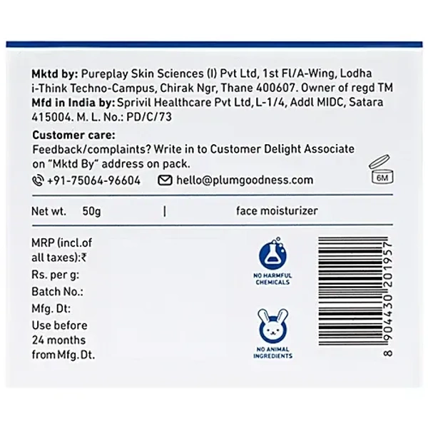 Plum Rice Water & Niacinamide 2% Clear Moisture Gel Cream: 50 g Rice Water & Niacinamide 2% Clear Moisture Gel Cream: 50 g - 50g