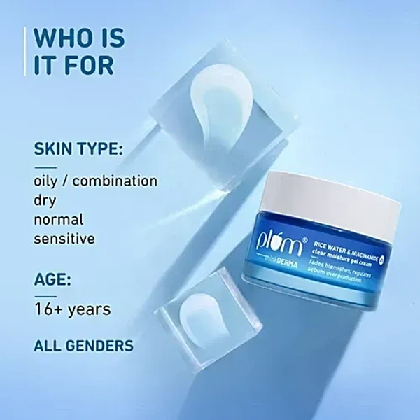Plum Rice Water & Niacinamide 2% Clear Moisture Gel Cream: 50 g Rice Water & Niacinamide 2% Clear Moisture Gel Cream: 50 g - 50g