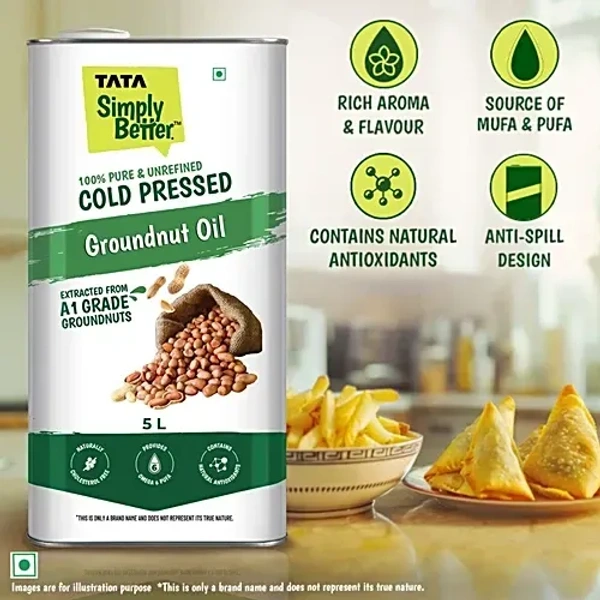 Tata Simply Better Cold Pressed Groundnut Oil (5 Liter ): 4.55 kg - 5L