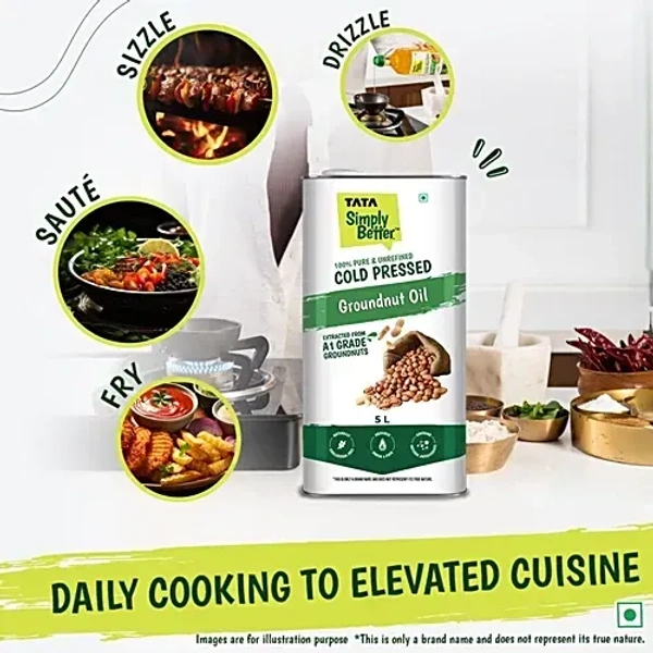 Tata Simply Better Cold Pressed Groundnut Oil (5 Liter ): 4.55 kg - 5L