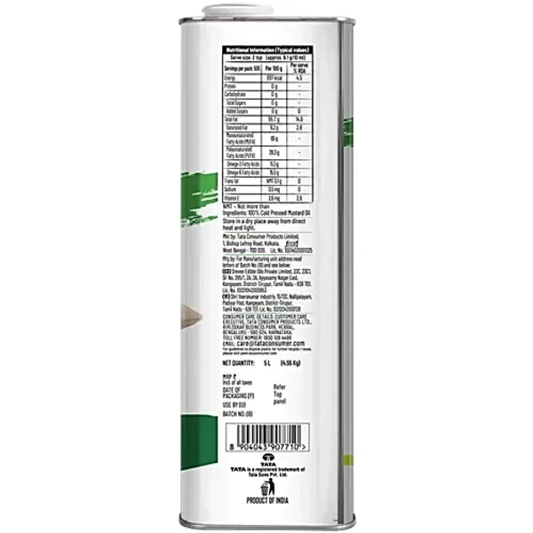 Tata Simply Better Cold Pressed Mustard Oil (5 Liter ): 4.55 kg - 5L