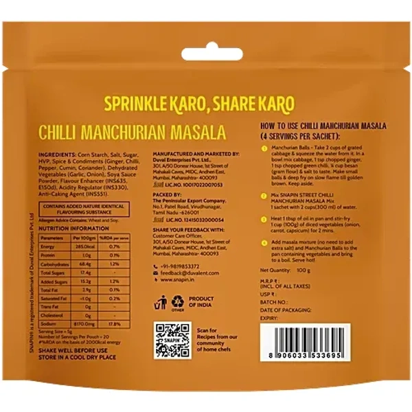 Snapin Street Chilli Manchurian Masala: 100 g - 100g