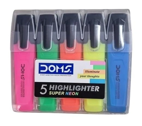 Doms Super Neon Highlighter Pens - 5 Pieces: 1 Unit - 5 Pieces: 1 Unit