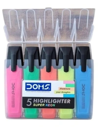 Doms Super Neon Highlighter Pens - 5 Pieces: 1 Unit - 5 Pieces: 1 Unit