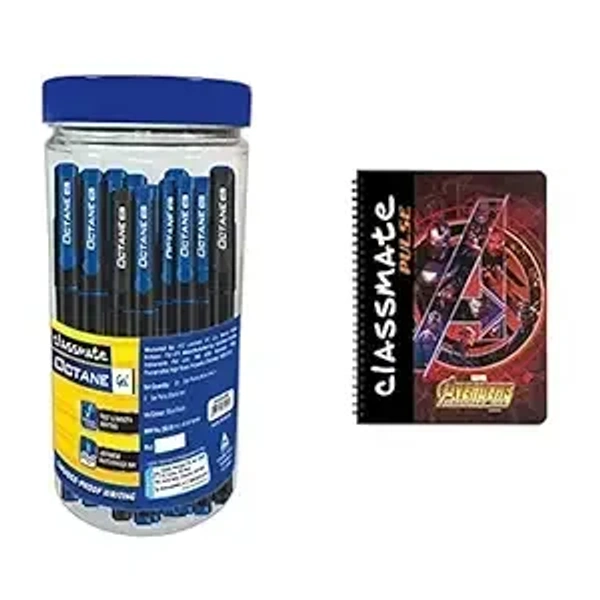 Classmate Octane- Blue and Black Gel Pens Jar: Pack of 25 - Pack of 25