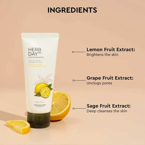 The Face Shop Foaming Cleanser Lemon & Grapefruit: 100 ml - 100ml