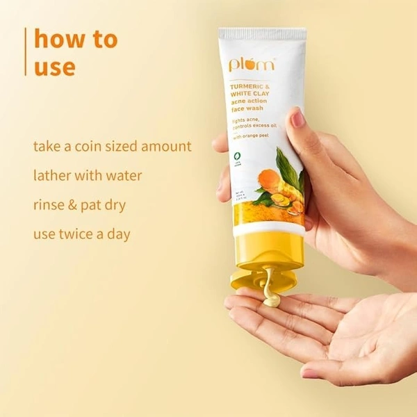  Plum Turmeric & White Clay Acne Action Face Wash: 100 ml - 100ml