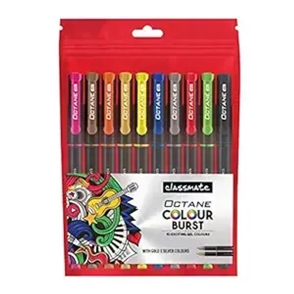 Classmate Multi Colour Burst Gel Pen - 10 Pieces: 1 Unit - 10 Pieces: 1 Unit