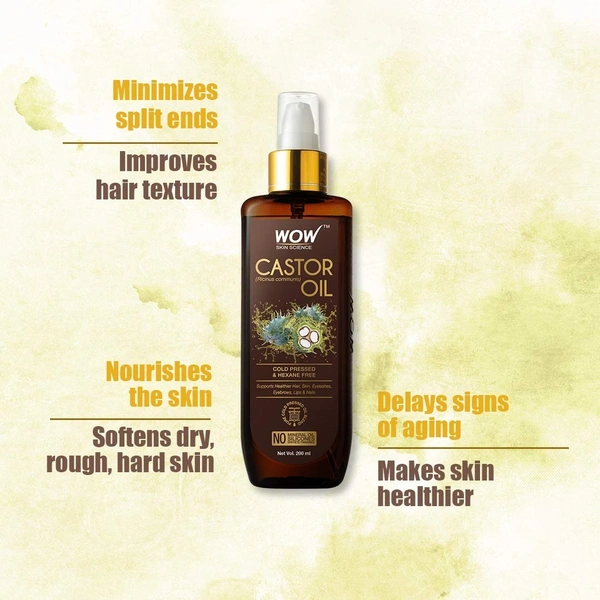 WOW Castor Oil For Hair & Skin: 200 ml - 200ml