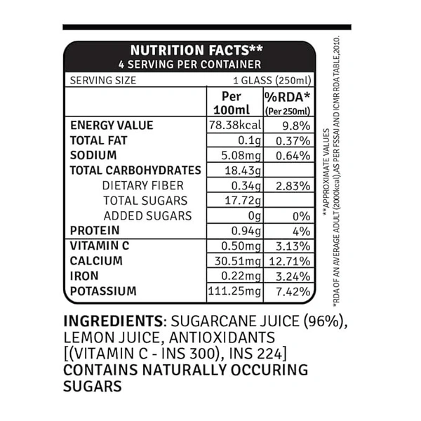Raw Pressery Sugarcane: 1 L - 1L