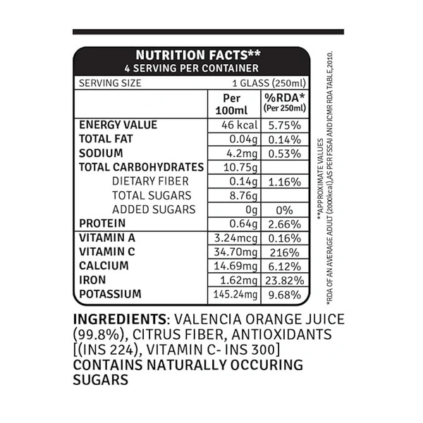 Raw Pressery Orange Juice: 1 L - 1L