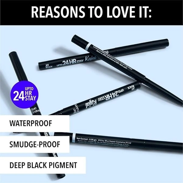 Blue Heaven 24Hr Stay Kajal - Jet Black: 0.30 g - 30g