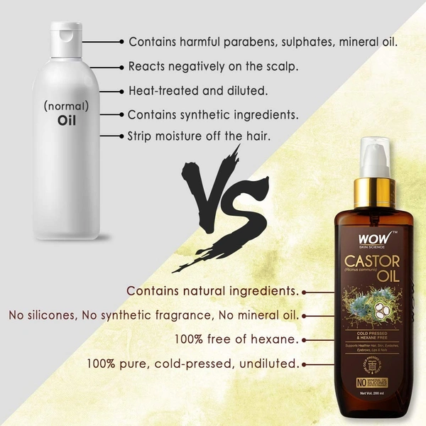 WOW Castor Oil For Hair & Skin: 200 ml - 200ml