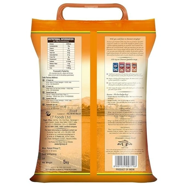 Daawat Pulav Basmati Rice: 5 kgs - 5kg