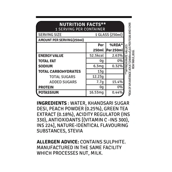 Raw Pressery Iced Green Tea Peach: 250 ml - 250ML