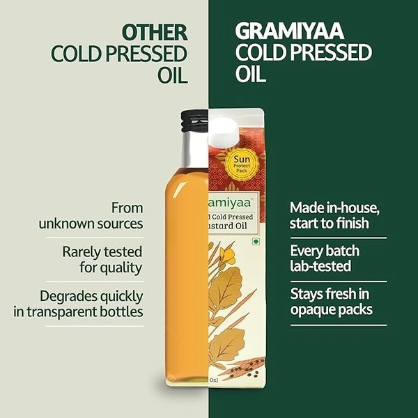 Gramiyaa Wood Cold Pressed Mustard Oil: 1 L - 1L