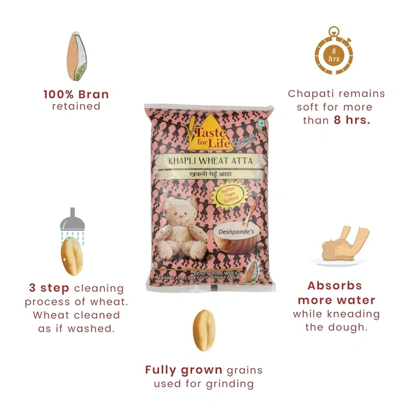 Taste For Life Premium Khapli Wheat Atta: 1 kg - 1kg